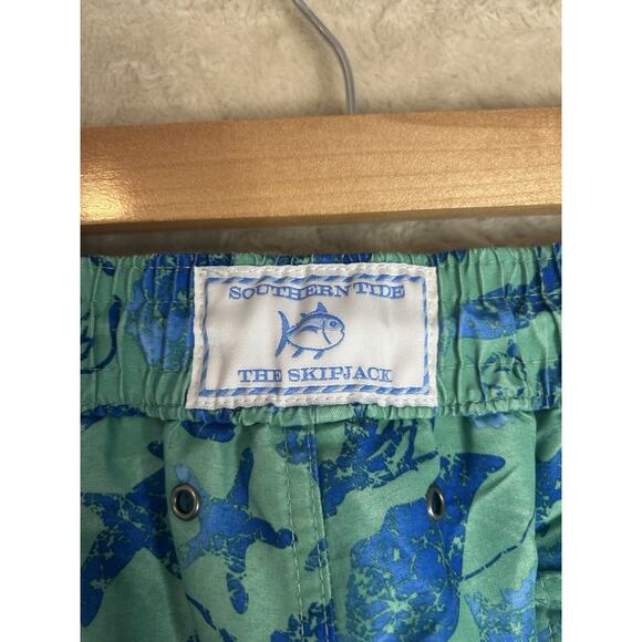 Southern Tide Men’s Large Skipjack Swim Trunks Blue Sea Creatures Print Lined - Picture 4 of 7